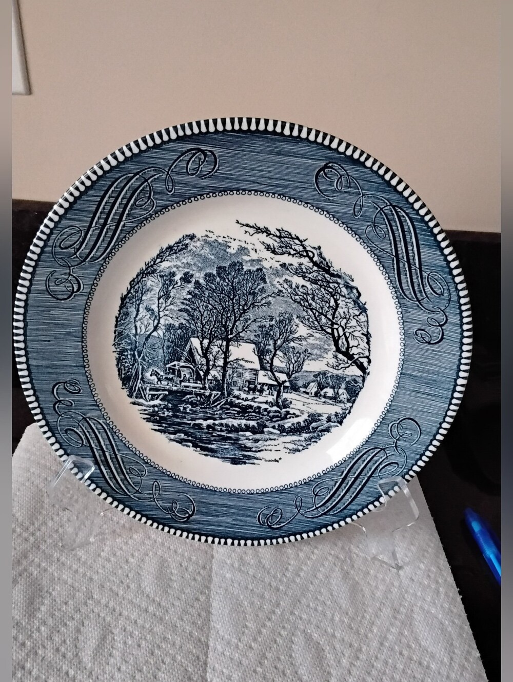 Vtg Currier & Ives "The Old Grist Mill By Royal China Dinner Plate
